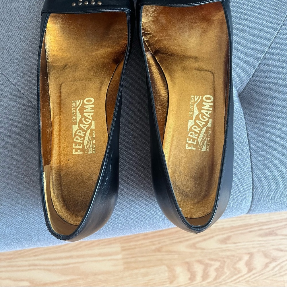 Salvatore Ferragamo Womens Nero Calf Alissa Black Loafers size 10B - Picture 10 of 12